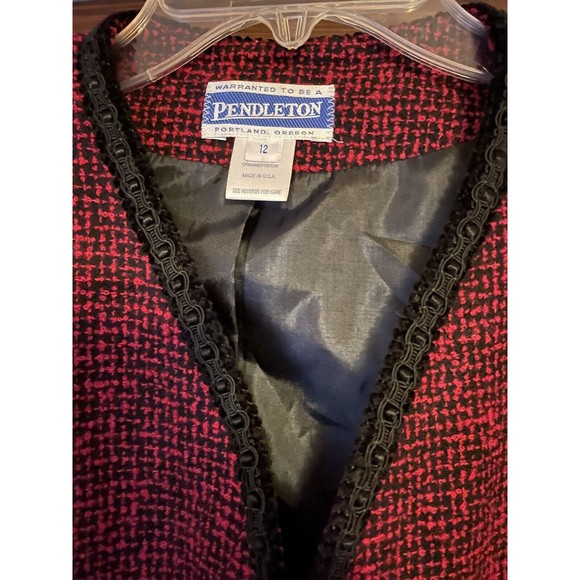 Pendleton Wool Blazer Jacket Sz 12 Vintage Red Black - Picture 3 of 4